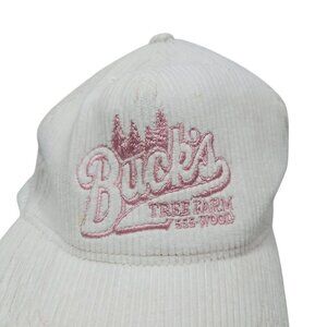 American Eagle Outfitters‎ Bucks Tree Farm White & Pink Corduroy Trucker Hat